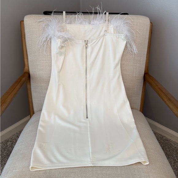 Fashion Nova Feather Mini Dress in White - Picture 4 of 5